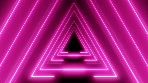 Neon triangle zoom in 4K LOOP pink Stock Footage