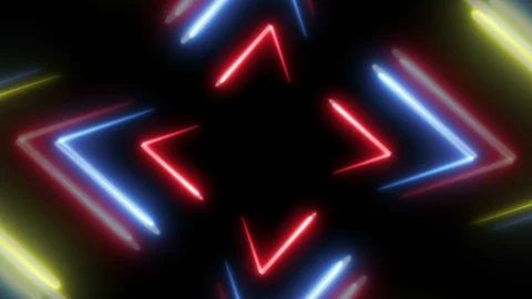 Neon triangle zoom in 4K LOOP colorfull 스톡 동영상 105566259