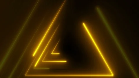 Neon triangle zoom in 4K LOOP golden Stock Footage 105569047
