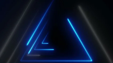 Neon triangle zoom in 4K LOOP blue 스톡 동영상 105569072