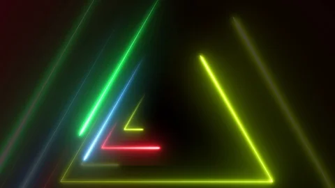 Neon triangle zoom in 4K LOOP blue 스톡 동영상 105574228