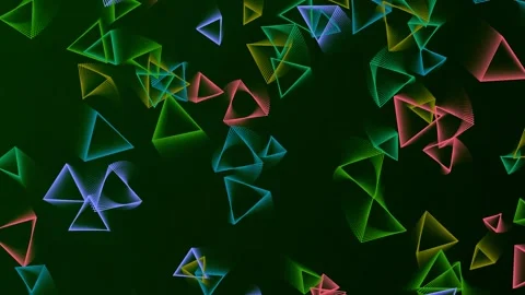Neon Triangles Abstract Background with Glow Effect Stock Footage 329951740