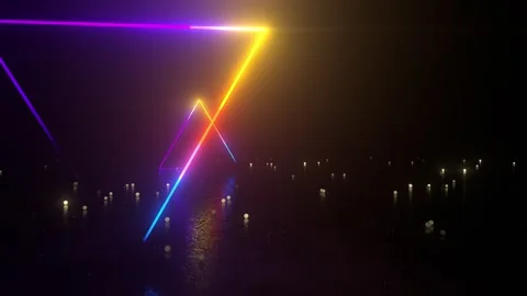 Neon Triangles in Dark Loop Stock Footage 288251135