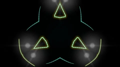 Neon Triangles Forming Various Shapes. Stock Footage 329816059