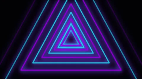 Neon Triangles Tunnel Animation Stock Footage 340939751