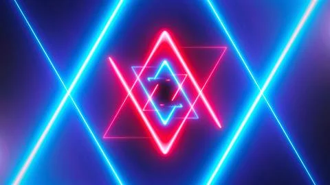 Neon triangles tunnel Illustrazione stock