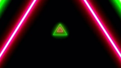 Neon triangles tunnel. Modern cgi animation. Futuristic seamless 4k background Vidéo 81253093