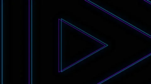 Neon triangles of two colors on a black background Stock Footage 147845832