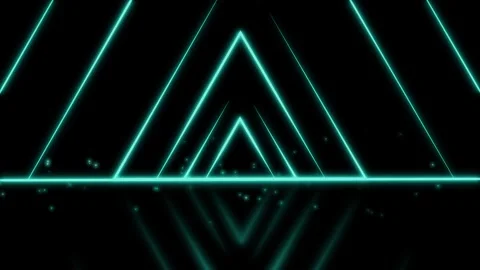 Neon triangular tunnel reflection background animation, futuristic geometri.. Video stock 329516826