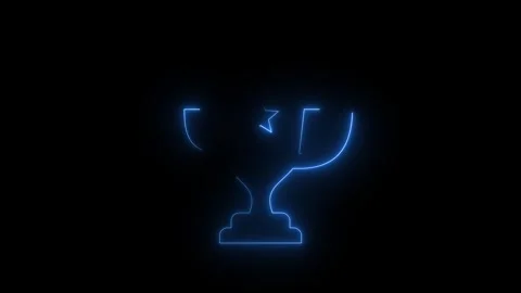 Neon trophy icon animation set, glowing award champion cup bundle for victo.. Stock Footage 311459040