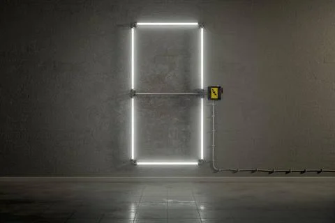 Neon tubes building the number zero 3d rendering of neon tubes building th... Fotos de archivo