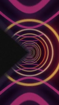 Neon Tunnel Abstract Background Synthwave Glowing Circles Void Stock Illustration