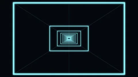 Neon tunnel animation with glowing rectangles on dark backdrop Stock Footage 337073346