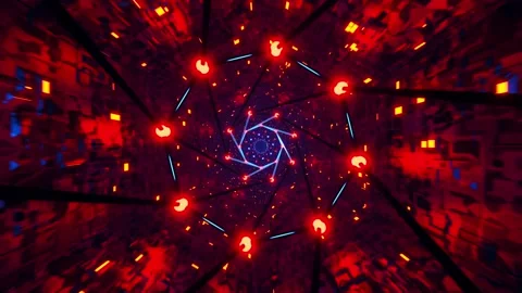 Neon Tunnel Flight Through Hyperspace. Infinitely looped animation Stock Footage 258440671
