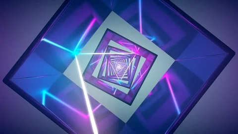 Neon tunnel loop. 3d animation rendering neon colorfully wire. Stock Footage 124978680