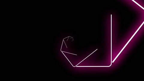 A neon tunnel made of rectangles rotates in a spiral. Movement graphs. Stock Footage 135327342