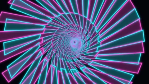 Neon tunnel with retro geometric grid pattern Stock Footage 336995346