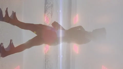 Neon tunnel in seamless pattern against caucasian couple walking together on the Stock Footage 313166190