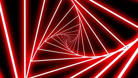 A neon tunnel of triangles spins. Stock Illustration