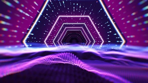 Neon tunnel with waves Vídeos de archivo 126275278