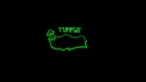 Neon Turkey map, Turkey state map icon 4k animation. Outline map of Turkey. Stock Footage 322010458