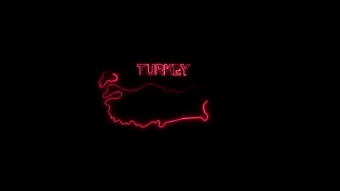 Neon Turkey map, Turkey state map icon 4k animation. Outline map of Turkey. Stock Footage 322010481