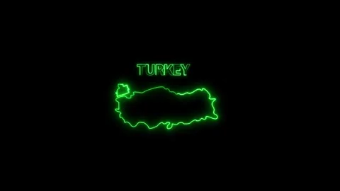 Neon Turkey map, Turkey state map icon 4k animation. Outline map of Turkey. Stock Footage 322010504