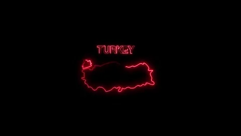 Neon Turkey map, Turkey state map icon 4k animation. Outline map of Turkey. Stock-Footage 322010505