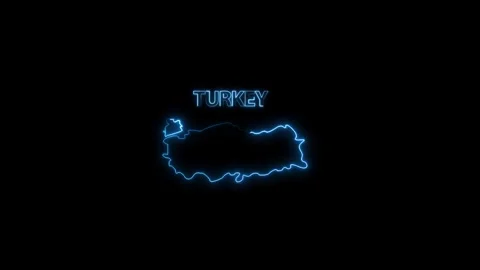 Neon Turkey map, Turkey state map icon 4k animation. Outline map of Turkey. Stock-Footage 322010534
