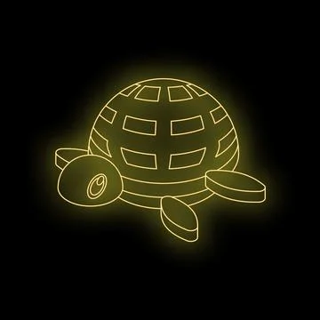 Neon turtle carrying globe shell protecting world environment Stock Illustration