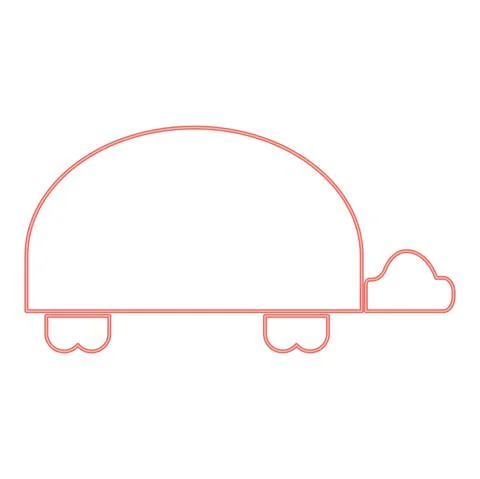 Neon turtle red color vector illustration flat style image Stock Illustration