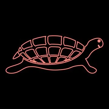 Neon turtle tortoise icon red color vector illustration image flat style Stock Illustration