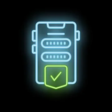Neon two factor authentication with smartphone app providing security Stock Illustration