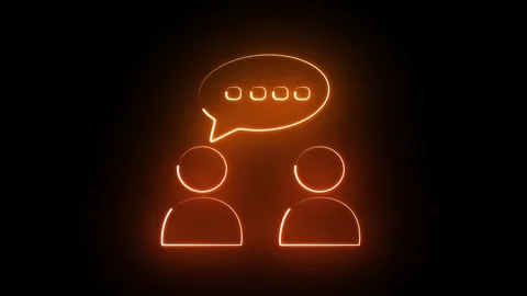 Neon Two People Customer Support Team Collaboration Chat Animation 스톡 동영상 323157545