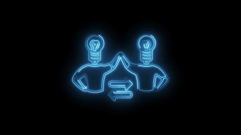 Neon two people ideas exchanging knowledge brainstorming concept glowing bu.. 库存影片 312331738