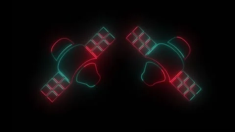 Neon two Satellite Icon red and cyan Stock Footage 325215405