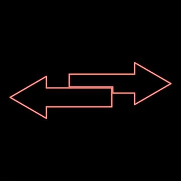 Neon two side arrows red color vector illustration flat style image Illustrazione stock