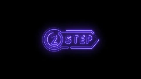 Neon two step illustration glowing violet design on black background animation 스톡 동영상 330770640