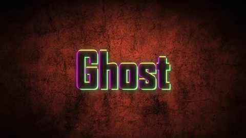 Neon typography ghost text effect displaying on dark grungy red textured Stock-Footage 343812244