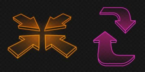 Neon UI arrow designs Illustrazione stock