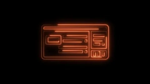 Neon ui concept glowing application frame abstract interface with data fields Stock Footage 322971381