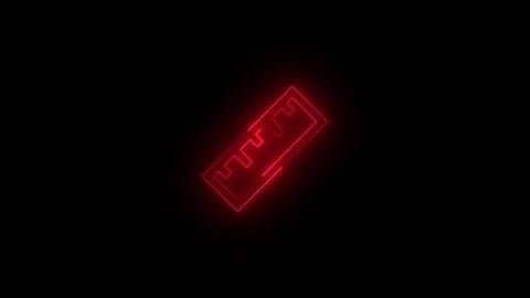 Neon unit icon glowing black background animation Stock Footage 289748948