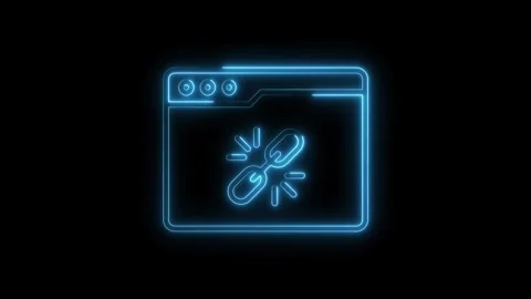 Neon unlinked website page icon on black background illustrating broken lin.. Stock Footage 312448350