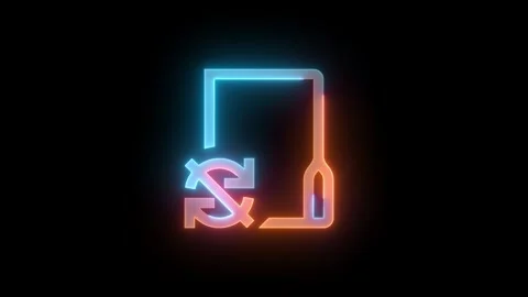 Neon unsync folder icon brown cyan color glowing animation black background Stock Footage 267967640