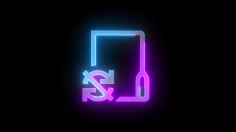 Neon unsync folder icon cyan purple color glowing animation black background Stock Footage 267967649