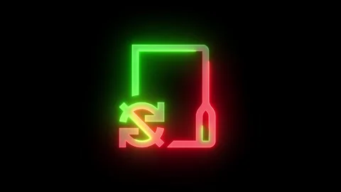 Neon unsync folder icon green red color glowing animation black background Stock Footage 267967670