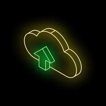 Neon upload icon representing cloud computing and data storage イラスト素材