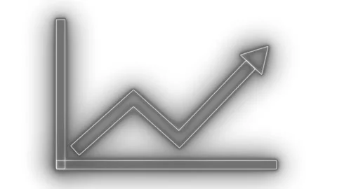 Neon Upward Arrow on Line Graph Animation, A glowing neon glow upward arrow.. Stock Footage 304264520
