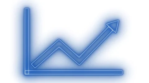 Neon Upward Arrow on Line Graph Animation, A glowing neon glow upward arrow.. Video stock 304266310
