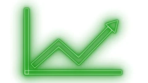Neon Upward Arrow on Line Graph Animation, A glowing neon glow upward arrow.. Video stock 304266315